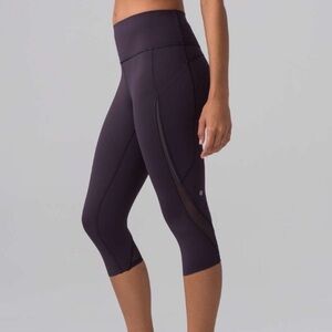 Lululemon Pace Perfect Crop Leggings Size 10 Rise 17" Boysenberry Purple Stretch